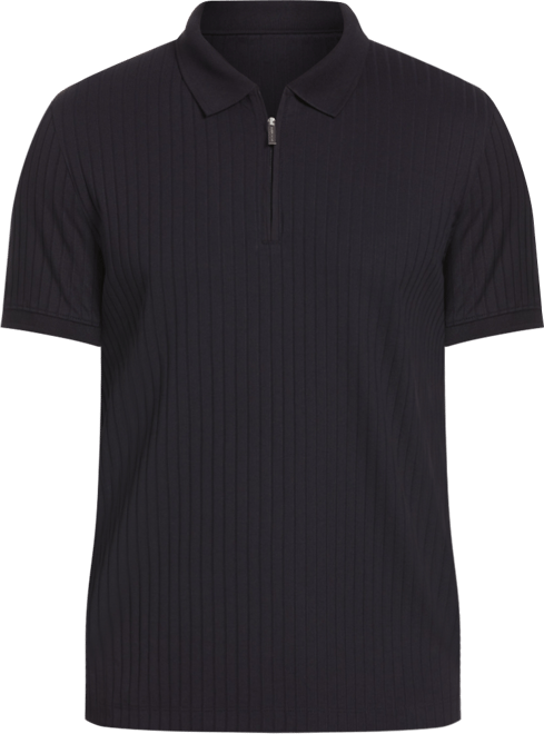 Men's Slim-Fit Ribbed-Knit 1/4-Zip Polo Shirt