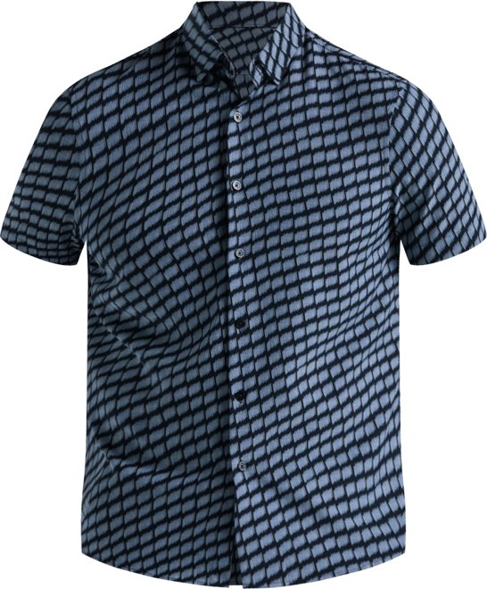 Perry Ellis Men's Slim Fit Hash Mark Short Sleeve Button-Front Shirt -  Macy's