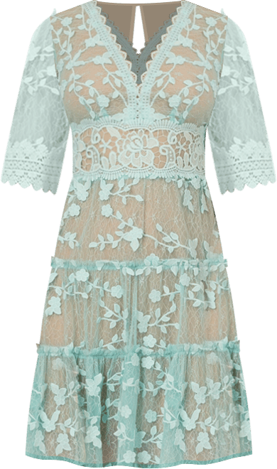 Women's V-Neck Lace Embroidery Dress