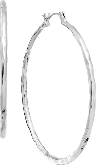 Gold-Tone Medium Hammered Hoop Earrings, 2", Exclusively at Macy's