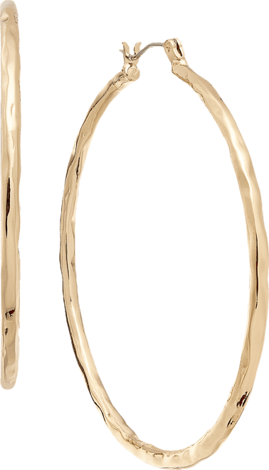 Gold-Tone Medium Hammered Hoop Earrings, 2", Exclusively at Macy's
