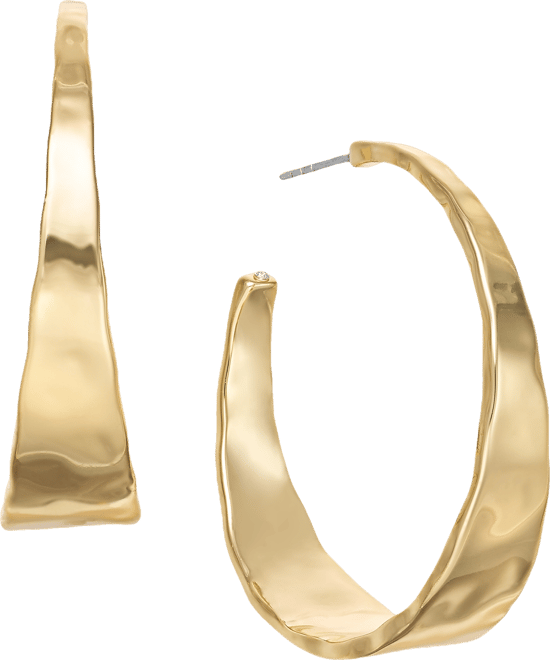 Silver-Tone Hammered Medium Hoop Earrings 1.5", Exclusively at Macy's