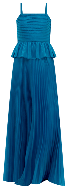 Women's Pleated Peplum Sleeveless Gown
