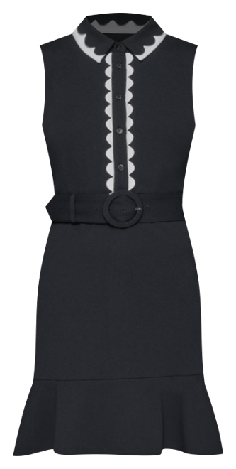 Women's Belted Collared A-Line Dress