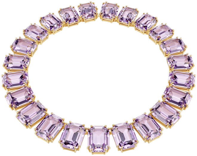 Millenia Octagon Cut Purple Gold-Tone Plated Tennis Necklace