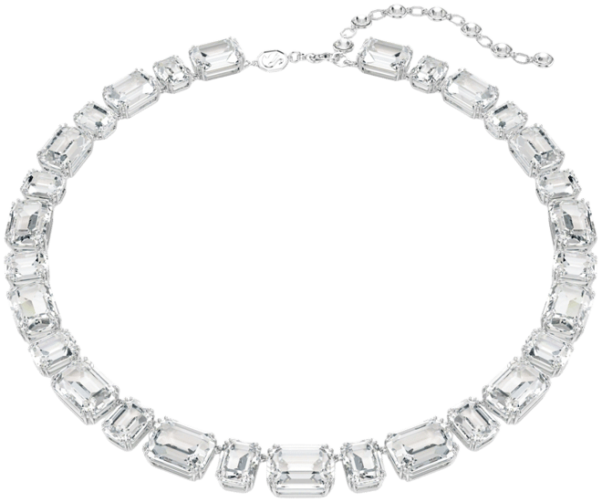 Millenia Octagon Cut White Rhodium Plated Tennis Necklace