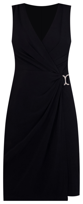 Women's Sleeveless Faux-Wrap Bodycon Dress