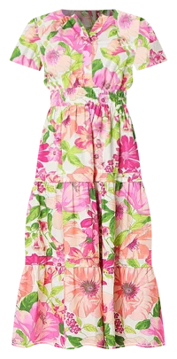 Be by CHETTA B Womens Short Sleeve Floral Maxi Dress Petite