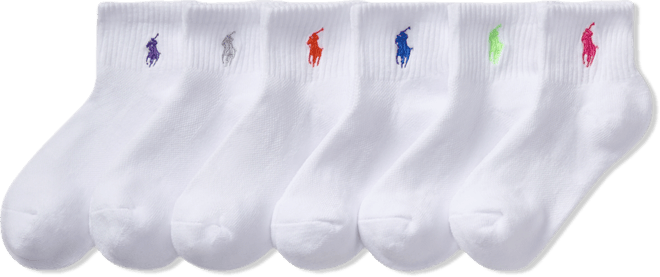 Little & Big Girls Sport Quarter Socks, 6-Pack