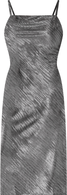 Women's Foil Pleat Cowl Midi Dress