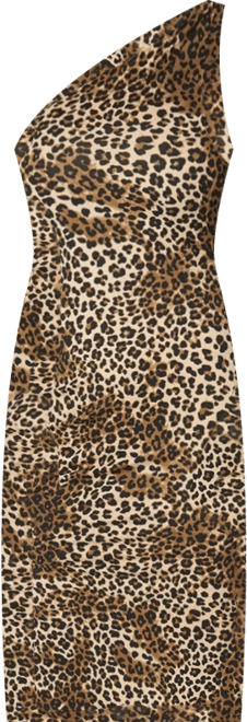 Women's Jersey One Shoulder Midi with Gold Trim