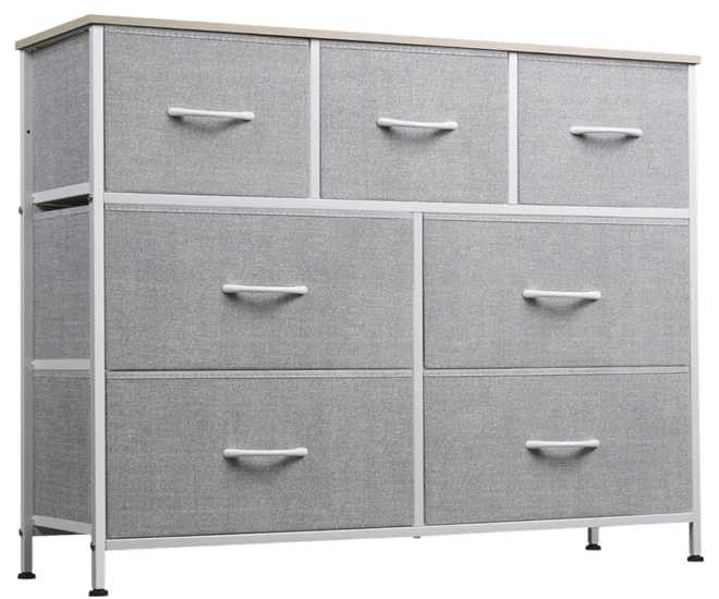 Dresser Tv Stand Entertainment Center with Fabric Drawers Media Console Table with Metal Frame and Wood Top for Tv up to 45 inch Chest of Drawer