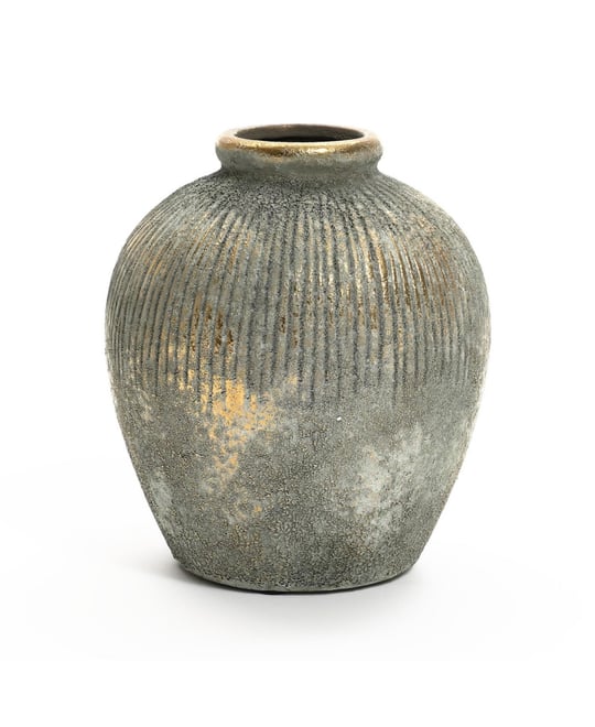 Rustic Gold and Brown Terracotta 8.7-Inch Tall Bud Vase