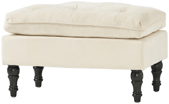 Plush Pillow Top Button-Tufted Ottoman, Upholstered Contemporary Footrest and Extra Seating-