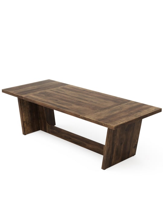 70.87-Inch Dining Room Table for 6-8 People, Rectangular Farmhouse Kitchen Table with Solid Pedestal