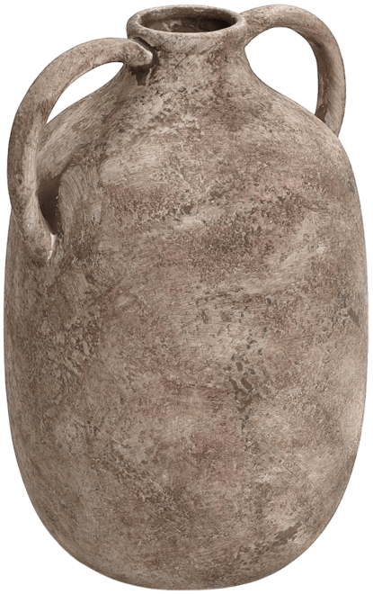 Marble Brown Ceramic 11.5-Inch Tall Jug Vase with Handles