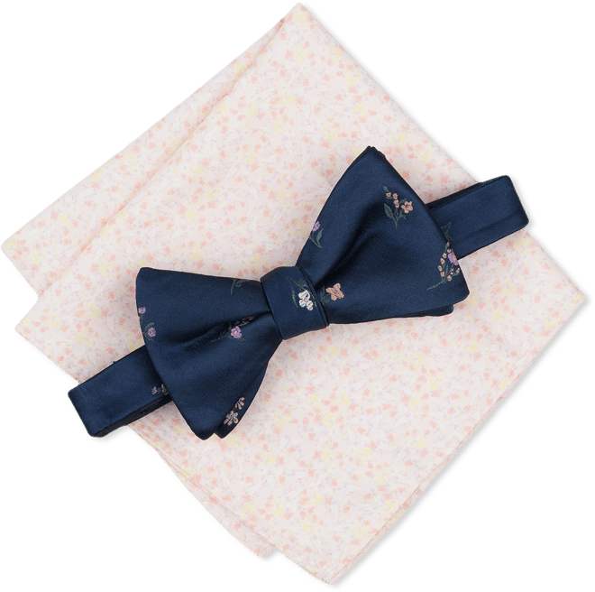 Men's Brackley Floral Bow Tie & Pocket Square Set, Exclusively at Macy's