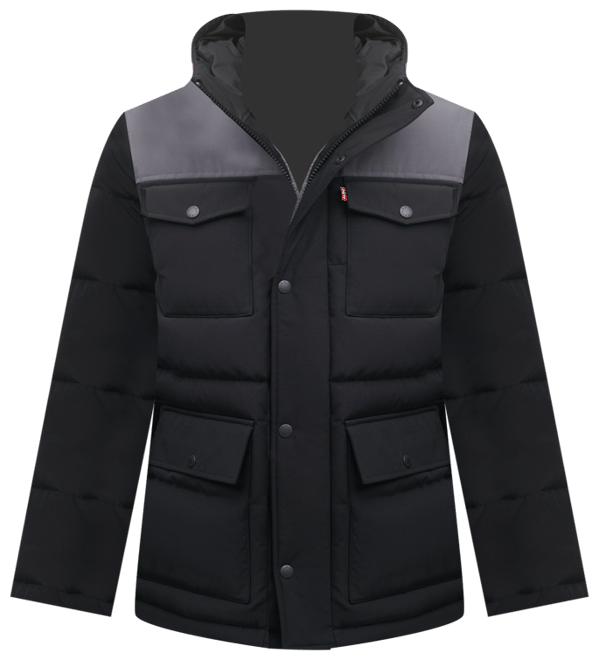 Men's Quilted Four Pocket Parka Hoody Jacket