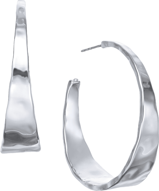 Silver-Tone Hammered Medium Hoop Earrings 1.5", Exclusively at Macy's