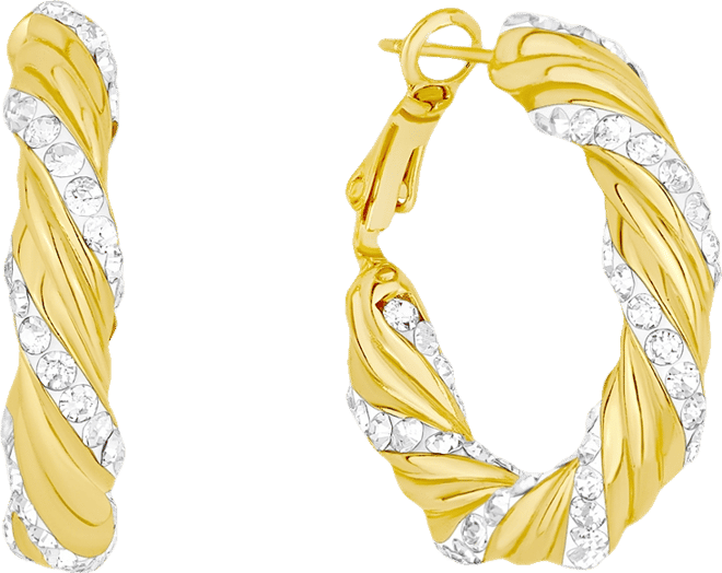Clear Crystal Twist Hoop Earrings