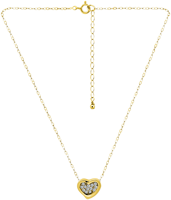 Cubic Zirconia Cluster Heart Pendant Necklace in Sterling Silver, 16" + 2" extender, Exclusively at Macy's