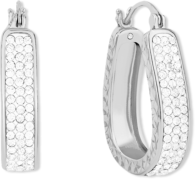 Clear Crystal Diamond Cut Hoop Earrings