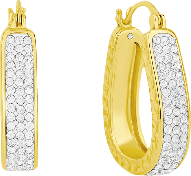 Clear Crystal Diamond Cut Hoop Earrings