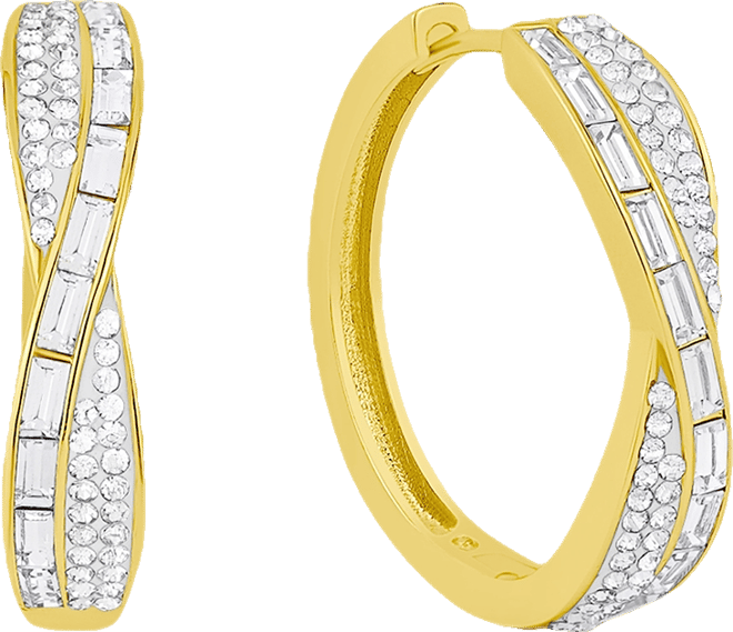 18K Gold Plated Crystal Hoop Earrings