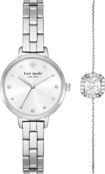 Women's Metro Three-Hand Silver-Tone Alloy Watch and Bracelet Set, 30mm