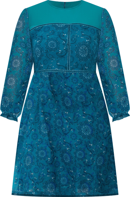 Plus Size Women's Knee-Length Puff Sleeve Chiffon Dress