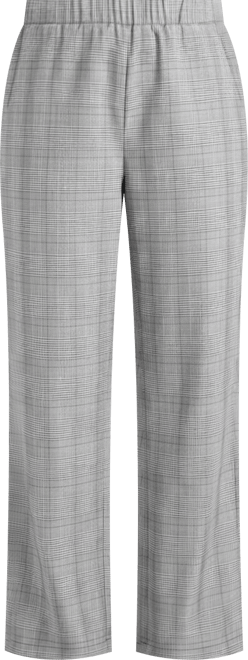 Plus Size Women's Tuxedo Plaid Wide Leg Suit Pants