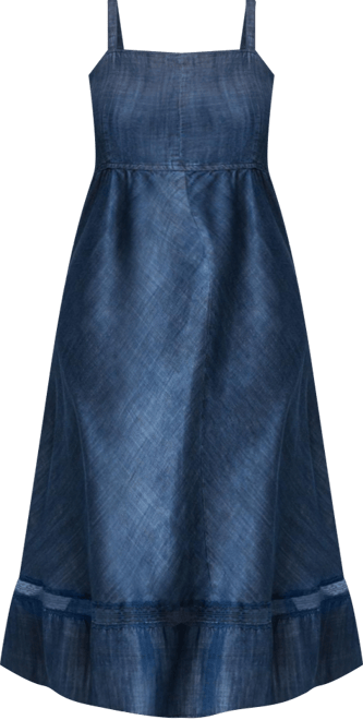 Plus Size Women's Straps Denim Tencel Maxi Dress