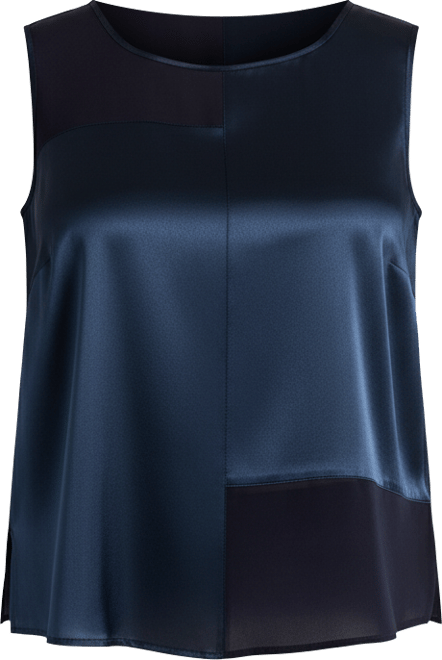 Plus Size Women's Sateen and Chiffon Sleeveless Shirt