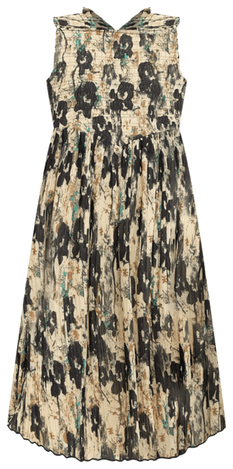 Afterglow Printed Pleats Smock Midi Straps Dress | GANNI