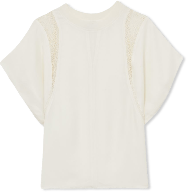【海外限定】REISSTシャツ☆Harlowe Lace Insert T-Shirt, Cream Reiss Lace-Insert T-Shirt in Cream - REISS