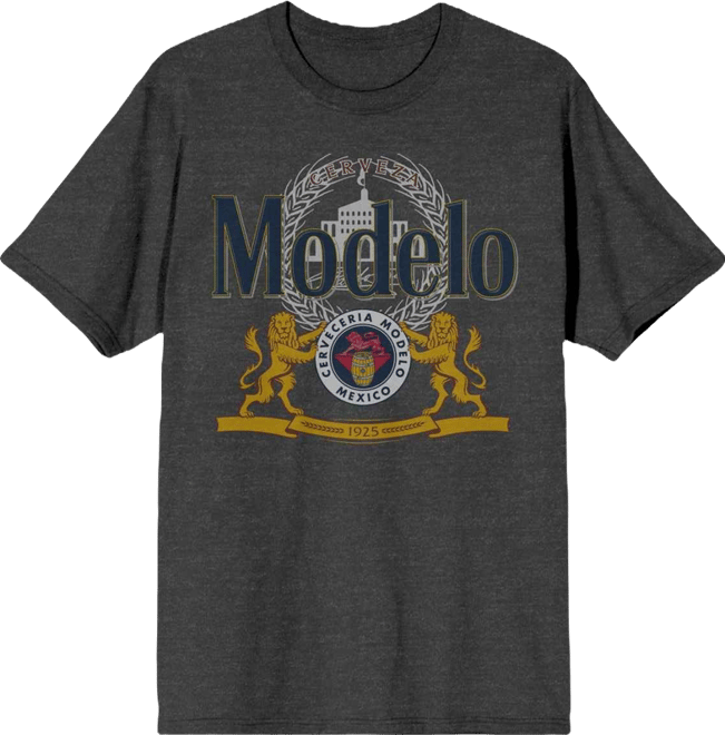 Men's Beer Logo Crest Charcoal Heather Graphic Tee-Small