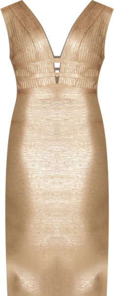 Women's Foiled Bandage Plunge Neck Midi Dress