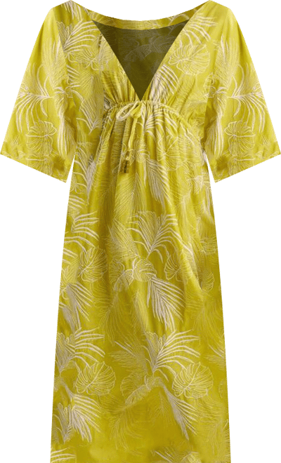 Women's Palm Caftan Dress with Tassel