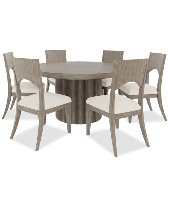 Frandlyn 7pc Dining Set (Round Dining Table + 6 Side Chairs)
