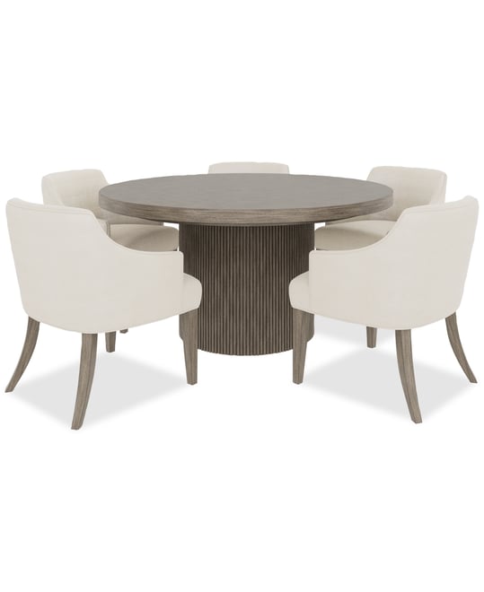 Frandlyn 6pc Dining Set (Round Dining Table + 5 Host Chairs)