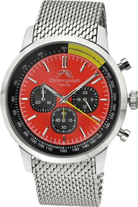 Simon Stainless Steel Chronograph Silver Tone & Black and Red Men's Watch 1322BSIS