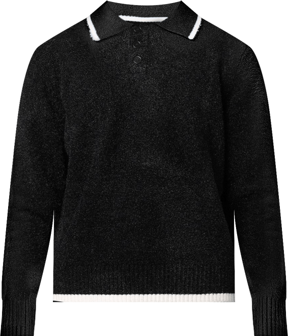 Men's Fluffy Long Sleeve Polo Shirt