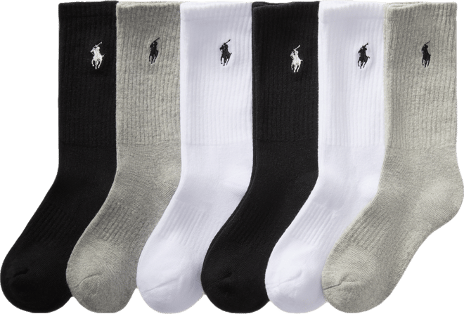 Little & Big Boys Solid Crew Socks, 6-Pack