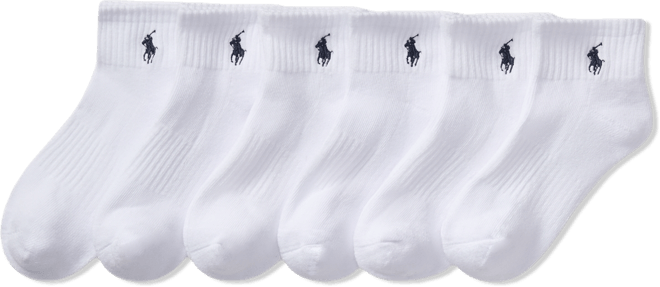 Little & Big Boys Solid Quarter Crew Socks, 6-Pack