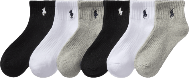 Little & Big Boys Solid Quarter Crew Socks, 6-Pack