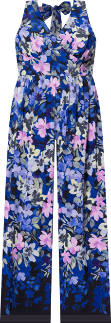 Plus Size Floral-Print Sleeveless Jumpsuit