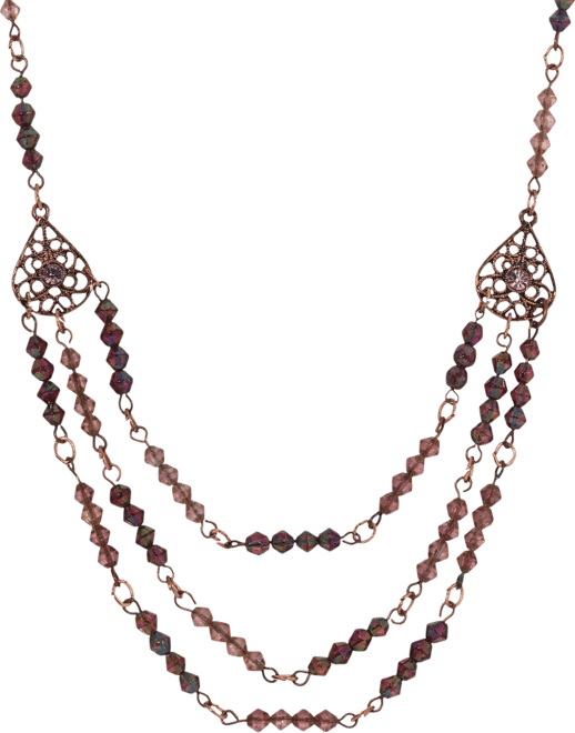 Lantern Bead Triple Drop Necklace