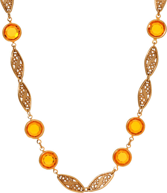 Topaz Crystal Filigree Station Necklace