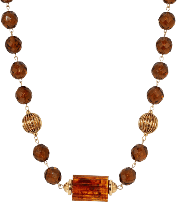 Topaz Glass Bead Strand Necklace