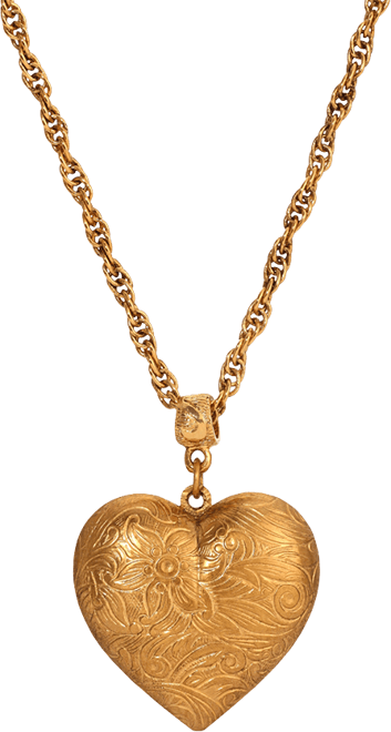 Gold-Tone Floral Heart Pendant Necklace